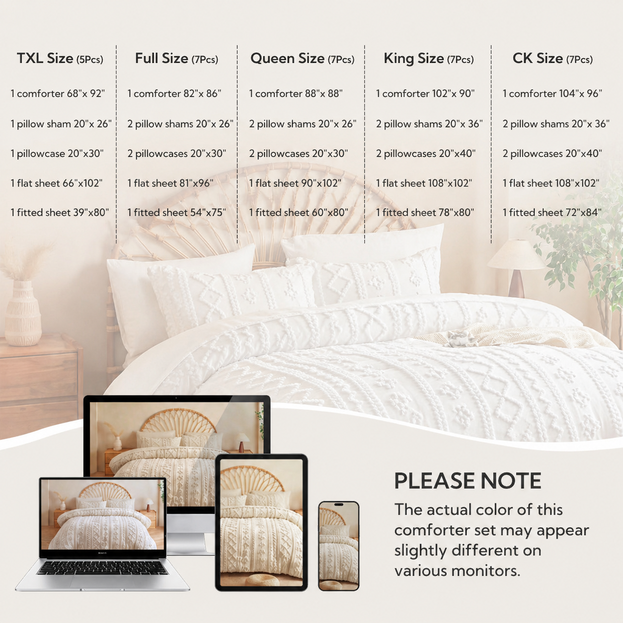 ELARION - BOHO DELUXE TUFTED DECORATIVE COMFORTER SET