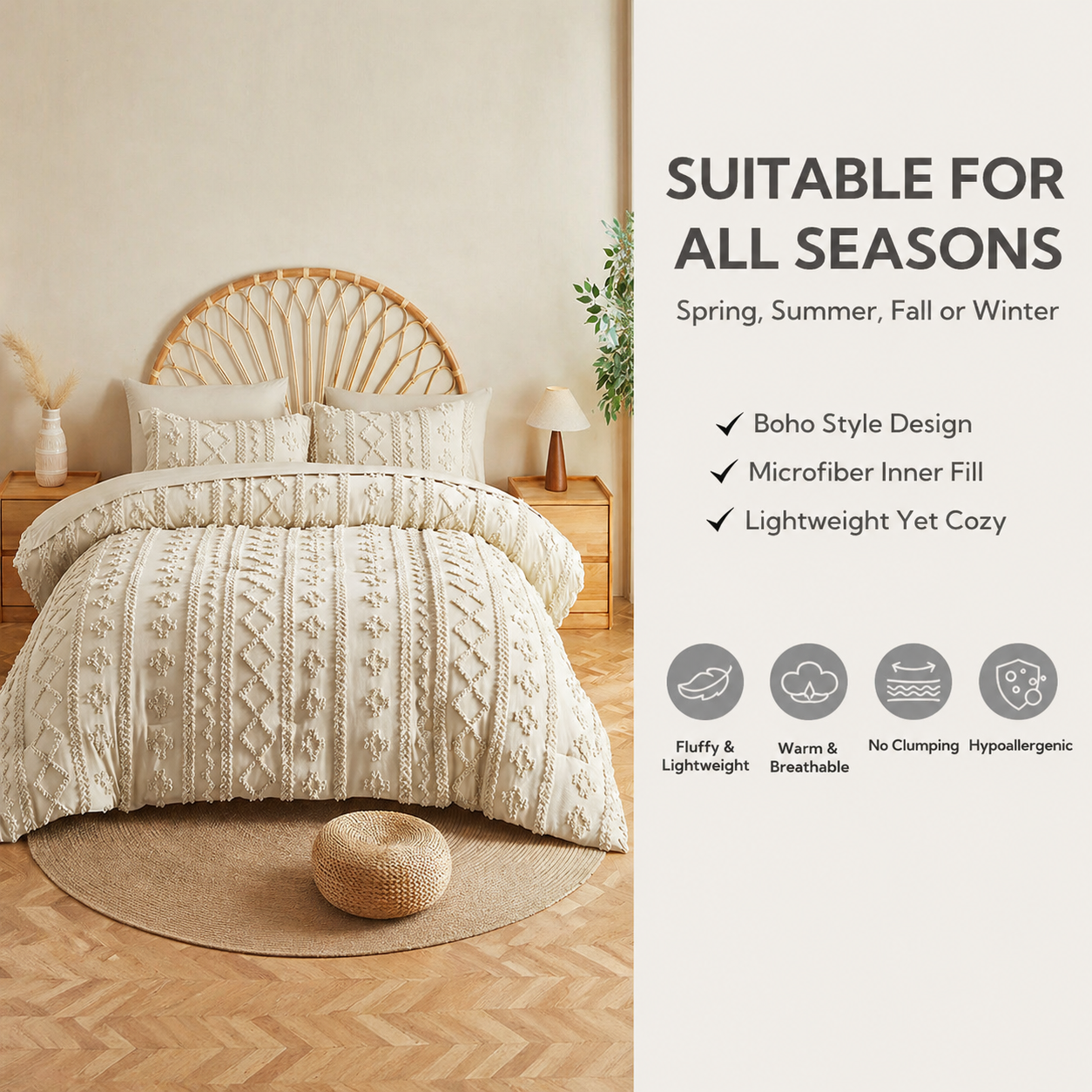 ELARION - BOHO DELUXE TUFTED DECORATIVE COMFORTER SET