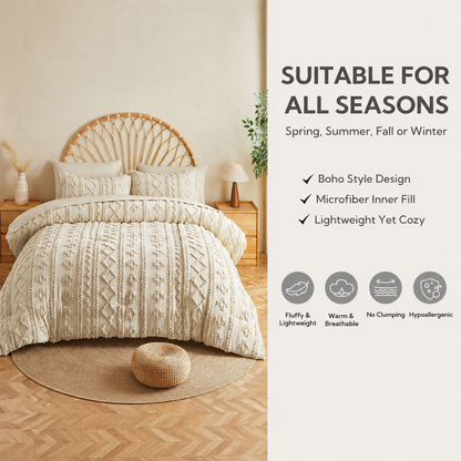 ELARION - BOHO DELUXE TUFTED DECORATIVE COMFORTER SET