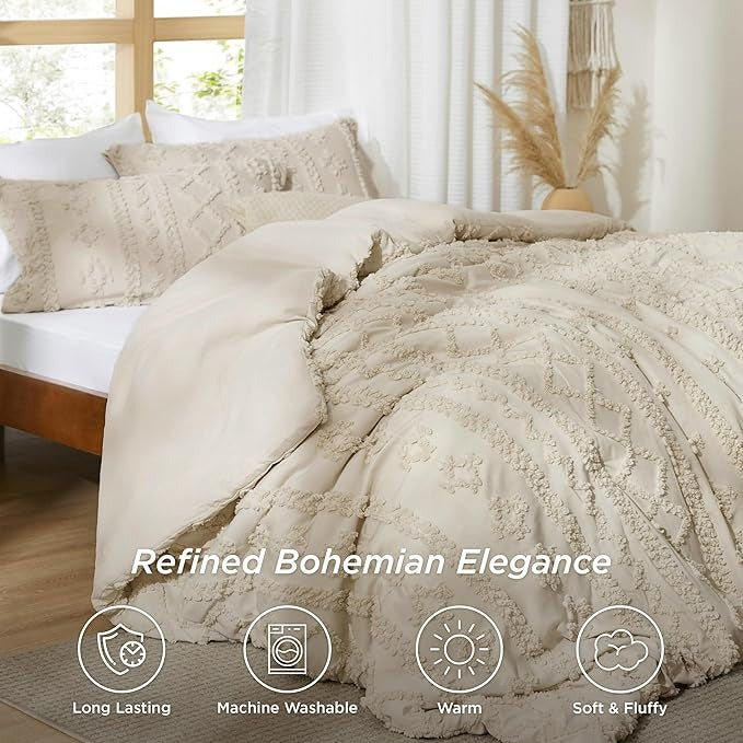 ELARION - BOHO DELUXE TUFTED DECORATIVE COMFORTER SET